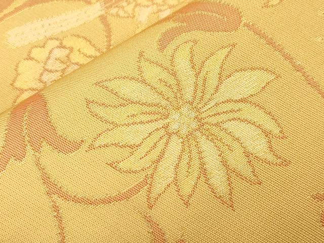 平和屋着物●織物一筋名門　織悦　全通柄　本袋帯　花鳥文　金糸　正絹　逸品　CABK8675dy