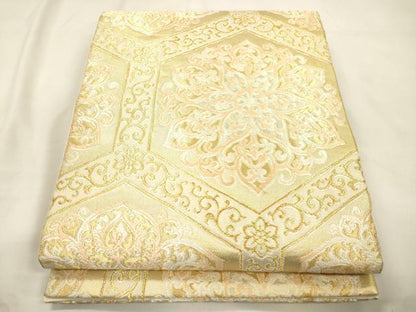 平和屋着物●西陣　川島織物　六通柄　本袋帯　亀甲花文　金糸　正絹　逸品　CABK8678dy