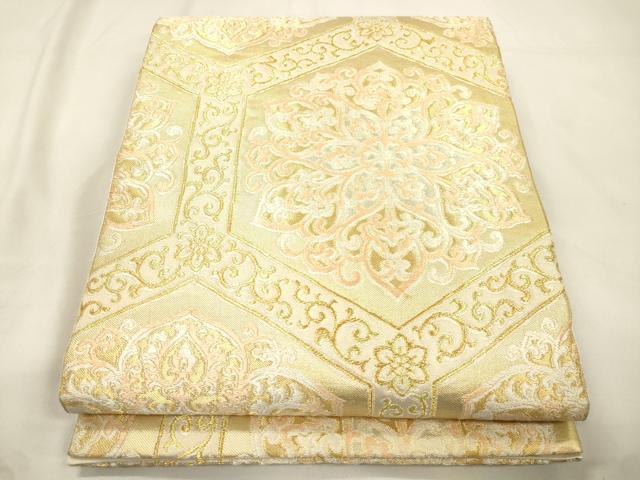 平和屋着物●西陣　川島織物　六通柄　本袋帯　亀甲花文　金糸　正絹　逸品　CABK8678dy