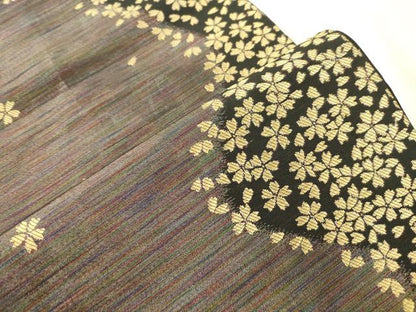平和屋着物●染色作家　斉藤三才　六通柄袋帯　舞桜文　金糸　正絹　逸品　CABK8679dy