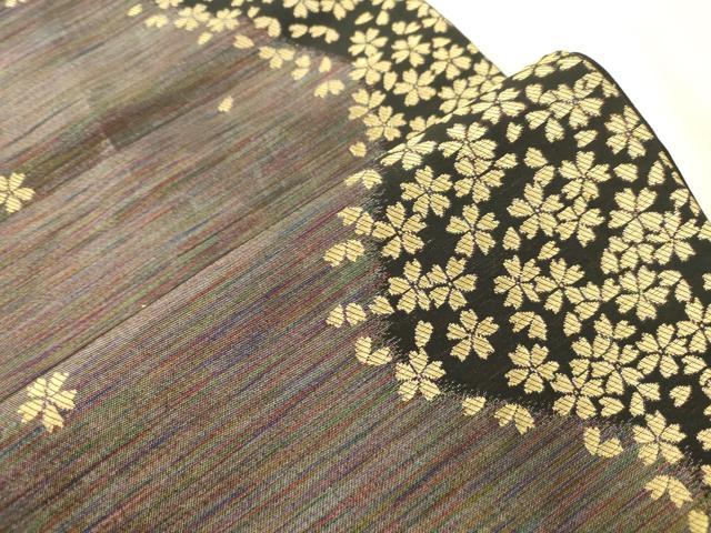 平和屋着物●染色作家　斉藤三才　六通柄袋帯　舞桜文　金糸　正絹　逸品　CABK8679dy
