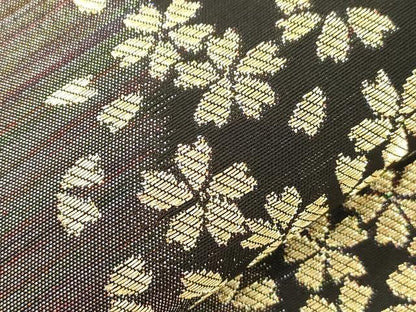 平和屋着物●染色作家　斉藤三才　六通柄袋帯　舞桜文　金糸　正絹　逸品　CABK8679dy