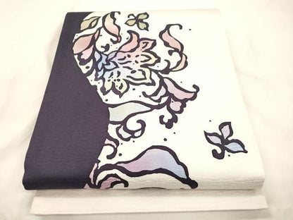 平和屋着物●六通柄袋帯　草花文　正絹　逸品　CABK8684dy