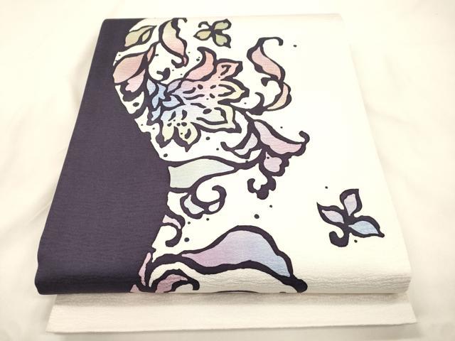 平和屋着物●六通柄袋帯　草花文　正絹　逸品　CABK8684dy