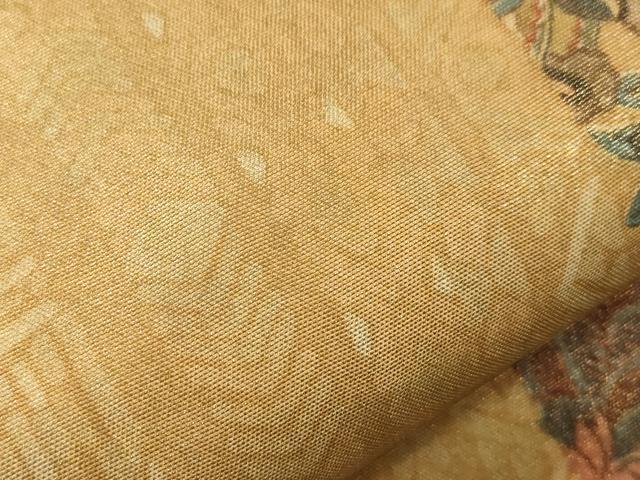 平和屋着物●都喜ヱ門　本場大島紬　全通柄袋帯　羽風　更紗花鳥文　金彩　証紙付き　藤絹織物謹製　正絹　逸品　CABK8687dy