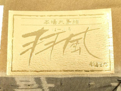平和屋着物●都喜ヱ門　本場大島紬　全通柄袋帯　羽風　更紗花鳥文　金彩　証紙付き　藤絹織物謹製　正絹　逸品　CABK8687dy
