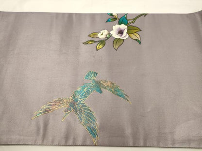 平和屋着物●染色作家　斉藤三才　太鼓柄袋帯　花鳥文　金彩　正絹　逸品　CABK8691dy