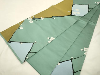 平和屋着物●世界的人形師　辻村寿三郎　ジュサブロー　六通柄袋帯　枝梅文　正絹　逸品　CABK8699dy