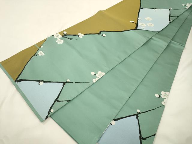 平和屋着物●世界的人形師　辻村寿三郎　ジュサブロー　六通柄袋帯　枝梅文　正絹　逸品　CABK8699dy