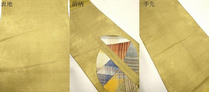 平和屋着物●太鼓柄袋帯　組織　切嵌　抽象文様　金糸　正絹　逸品　CABK8700dy