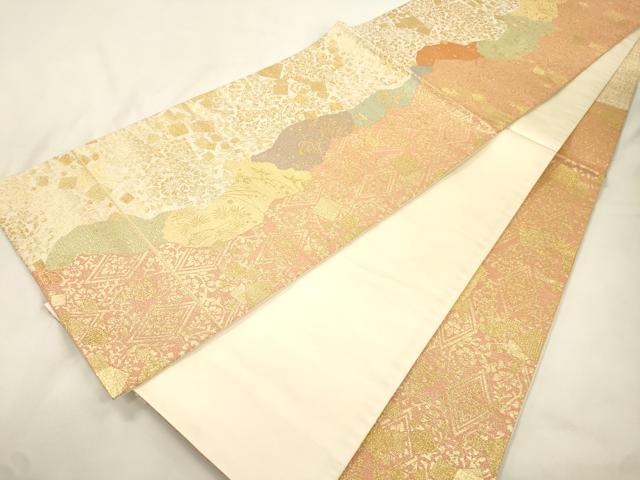 平和屋着物●銀座きしや　六通柄袋帯　切嵌更紗文　金糸　正絹　逸品　CABK8701dy