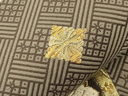 平和屋着物●六通柄袋帯　唐織　花鳥丸文　金糸　正絹　逸品　CABK8705dy