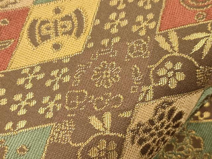 平和屋着物●名物裂一筋　西陣・あらいそ謹製　全通柄袋帯　菱宝尽くし文　金糸　正絹　逸品　CABK8708dy
