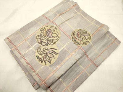 平和屋着物●つけ帯　花鳥丸文　吉野間道　金糸　正絹　逸品　CABK8712dy