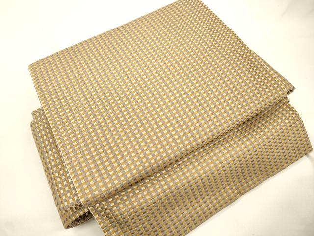 平和屋着物●ワンタッチつけ帯　格子柄　正絹　逸品　CABK8714dy