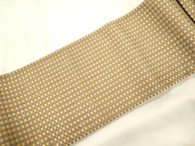 平和屋着物●ワンタッチつけ帯　格子柄　正絹　逸品　CABK8714dy