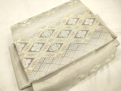 平和屋着物●ワンタッチつけ帯　菱花文　金銀糸　正絹　逸品　CABK8715dy
