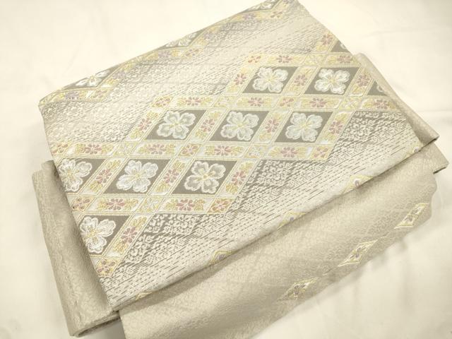 平和屋着物●ワンタッチつけ帯　菱花文　金銀糸　正絹　逸品　CABK8715dy