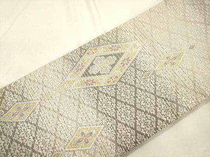 平和屋着物●ワンタッチつけ帯　菱花文　金銀糸　正絹　逸品　CABK8715dy