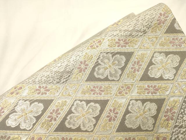 平和屋着物●ワンタッチつけ帯　菱花文　金銀糸　正絹　逸品　CABK8715dy