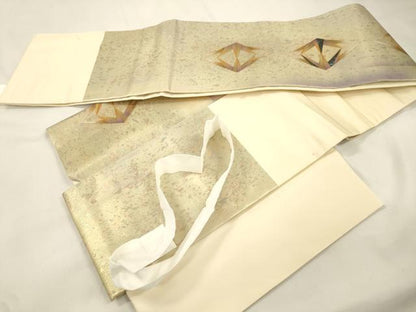平和屋着物●つけ帯　螺鈿　菱文　金彩　引箔　さが美扱い　正絹　逸品　CABK8716dy