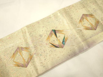 平和屋着物●つけ帯　螺鈿　菱文　金彩　引箔　さが美扱い　正絹　逸品　CABK8716dy