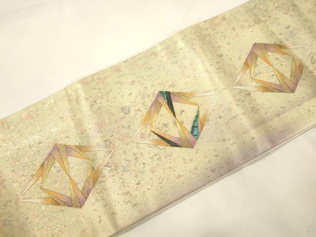 平和屋着物●つけ帯　螺鈿　菱文　金彩　引箔　さが美扱い　正絹　逸品　CABK8716dy