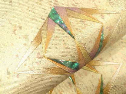 平和屋着物●つけ帯　螺鈿　菱文　金彩　引箔　さが美扱い　正絹　逸品　CABK8716dy