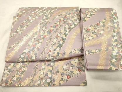 平和屋着物●つけ帯　唐織　秋陽の苑　金糸　正絹　逸品　CABK8717dy