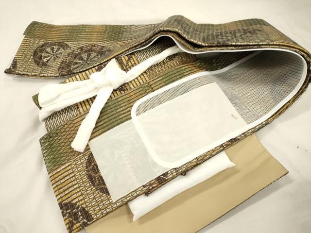 平和屋着物●ワンタッチつけ帯　泥染　片輪車文　金糸　やまと誂製　正絹　逸品　CABK8718dy