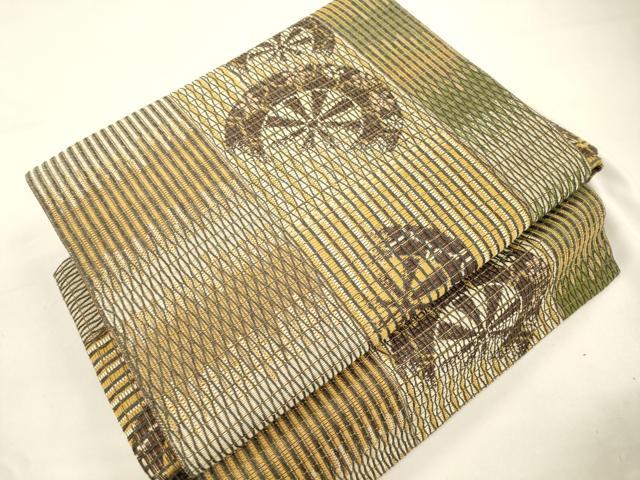 平和屋着物●ワンタッチつけ帯　泥染　片輪車文　金糸　やまと誂製　正絹　逸品　CABK8718dy