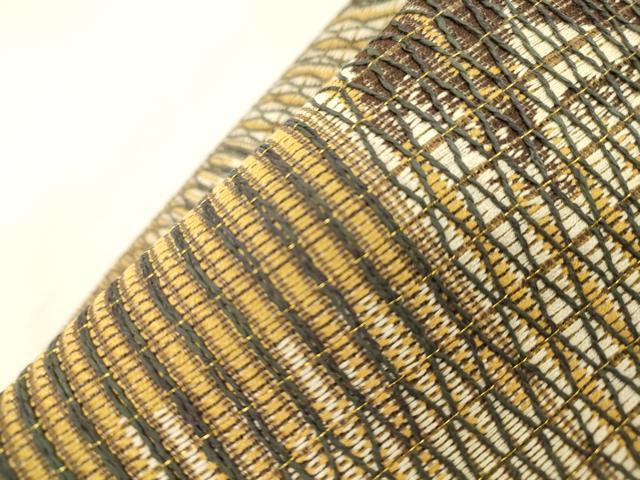 平和屋着物●ワンタッチつけ帯　泥染　片輪車文　金糸　やまと誂製　正絹　逸品　CABK8718dy