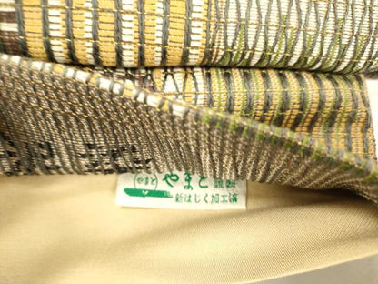 平和屋着物●ワンタッチつけ帯　泥染　片輪車文　金糸　やまと誂製　正絹　逸品　CABK8718dy