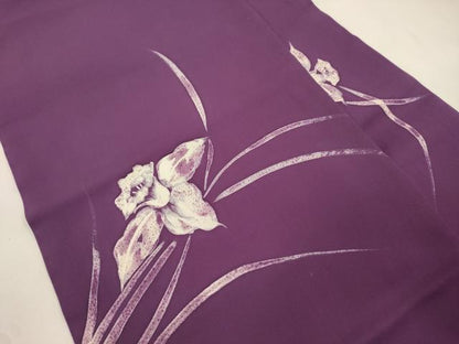 平和屋着物●塩瀬　九寸名古屋帯　ろうけつ染め　草花文　正絹　逸品　CABK8720dy