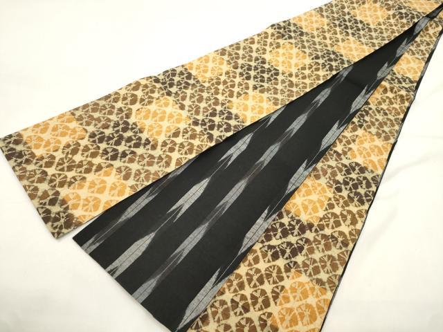 平和屋着物●両面　半幅帯　紬地　蜘蛛絞り　正絹　逸品　CABK8724dy