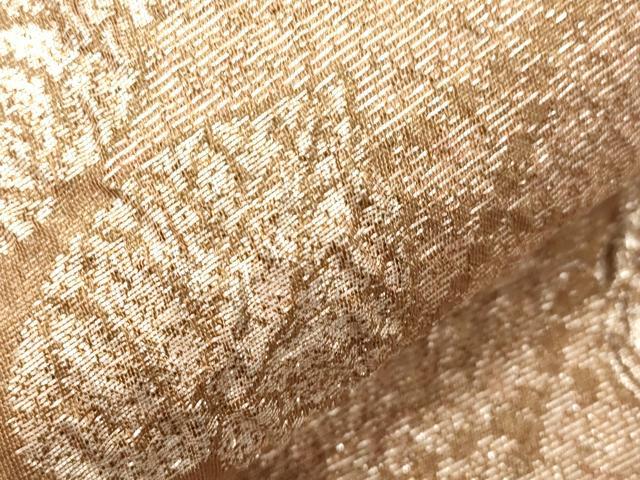 平和屋着物●両面　半幅帯　ふくれ織　辻が花　金糸　正絹　逸品　CABK8732dy