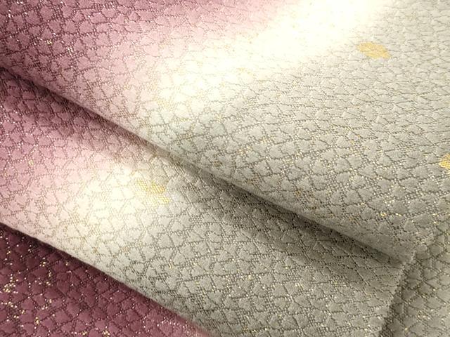 平和屋着物●両面　半幅帯　舞桜文　金糸　正絹　逸品　未使用　CABK8733dy
