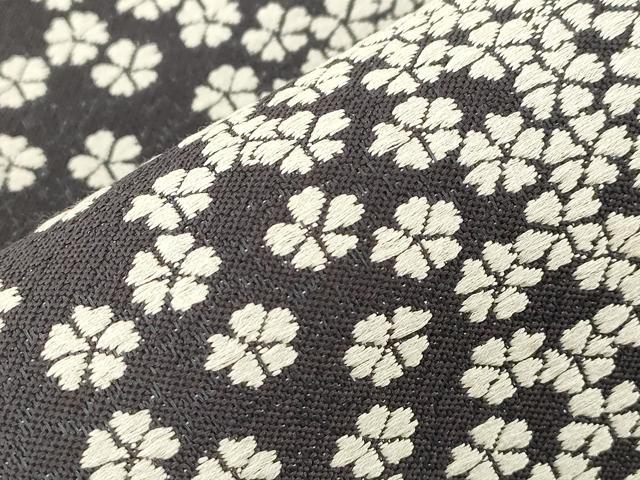 平和屋着物●両面　半幅帯　舞桜文　金糸　正絹　逸品　未使用　CABK8733dy