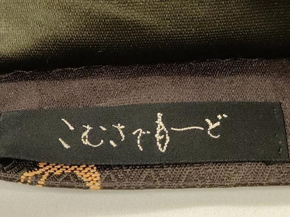 平和屋着物●こむさでもーど・COMME CA DU MODE　両面　半幅帯　唐織　鶴　草花丸文　正絹　逸品　CABK8734dy