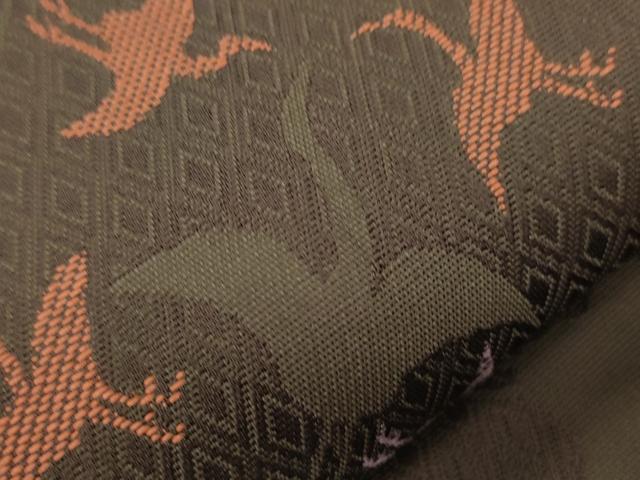 平和屋着物●こむさでもーど・COMME CA DU MODE　両面　半幅帯　唐織　鶴　草花丸文　正絹　逸品　CABK8734dy