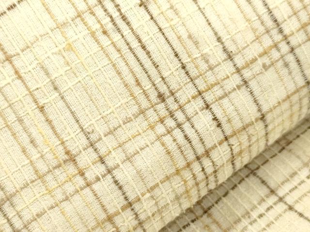 平和屋着物▽両面　半幅帯　スリーシーズン　春夏秋　格子柄　正絹　逸品　CABK8736dy