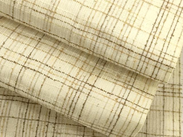 平和屋着物▽両面　半幅帯　スリーシーズン　春夏秋　格子柄　正絹　逸品　CABK8736dy