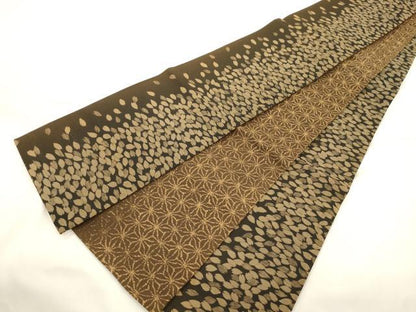 平和屋着物●西陣　両面　半幅帯　紬地　舞桜文　正絹　逸品　CABK8737dy
