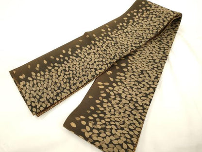 平和屋着物●西陣　両面　半幅帯　紬地　舞桜文　正絹　逸品　CABK8737dy