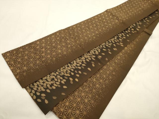 平和屋着物●西陣　両面　半幅帯　紬地　舞桜文　正絹　逸品　CABK8737dy
