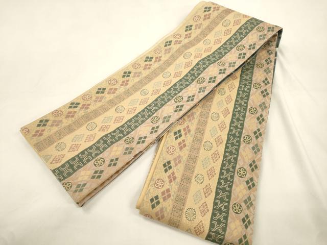 平和屋着物●伝統工芸士　新井實　両面　半幅帯　熈代勝覧図文錦　正絹　逸品　CABK8740dy