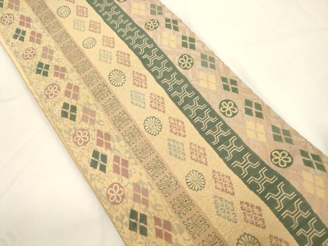 平和屋着物●伝統工芸士　新井實　両面　半幅帯　熈代勝覧図文錦　正絹　逸品　CABK8740dy