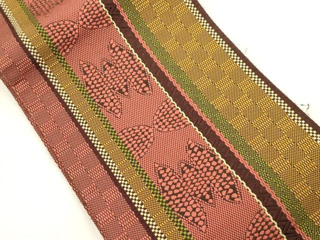 平和屋着物●本場筑前博多織　半幅帯　幾何学文　証紙付き　正絹　逸品　CABK8742dy