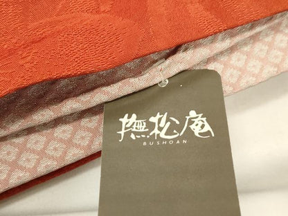 平和屋着物●撫松庵　半幅帯　乱菊花文　樺色　CABK8758dy