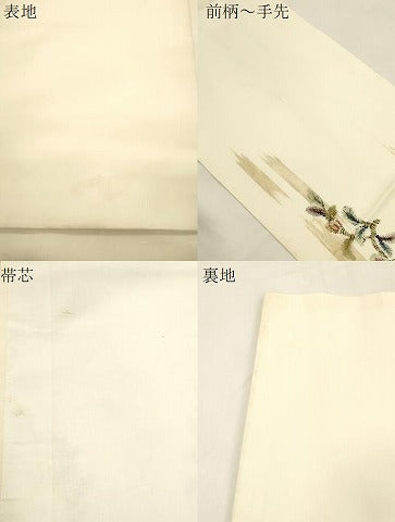 平和屋着物●塩瀬　九寸開き名古屋帯　ろうけつ染め　草花文　正絹　逸品　CABK8759dy